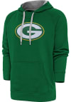 Main image for Antigua Green Bay Packers Mens Green Chenille Logo Victory Long Sleeve Hoodie