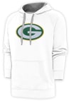 Main image for Antigua Green Bay Packers Mens White Chenille Logo Victory Long Sleeve Hoodie