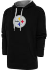 Main image for Antigua Pittsburgh Steelers Mens Black Chenille Logo Victory Long Sleeve Hoodie