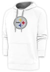 Main image for Antigua Pittsburgh Steelers Mens White Chenille Logo Victory Long Sleeve Hoodie