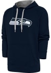 Main image for Antigua Seattle Seahawks Mens Navy Blue Chenille Logo Victory Long Sleeve Hoodie