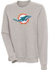 Main image for Antigua Miami Dolphins Womens Oatmeal Chenille Logo Action Crew Sweatshirt