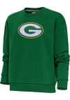 Main image for Antigua Green Bay Packers Womens Green Chenille Logo Victory Crew Sweatshirt