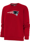 Main image for Antigua New England Patriots Womens Red Chenille Logo Victory Crew Sweatshirt