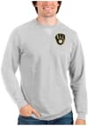 Main image for Antigua Milwaukee Brewers Mens Grey Reward Long Sleeve Crew Sweatshirt