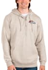 Main image for Antigua Denver Broncos Mens Oatmeal Action Long Sleeve 1/4 Zip Pullover