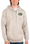 Main image for Antigua New York Jets Mens Oatmeal Action Long Sleeve 1/4 Zip Pullover
