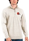Main image for Antigua Cleveland Browns Mens Oatmeal Action Long Sleeve 1/4 Zip Pullover