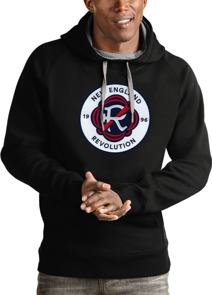 Antigua New England Revolution Mens Full Front Victory Hoodie BLACK