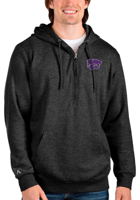 Mens K-State Wildcats Black Antigua Action 1/4 Zip Pullover