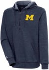 Main image for Antigua Michigan Wolverines Mens Navy Blue Action Long Sleeve 1/4 Zip Pullover