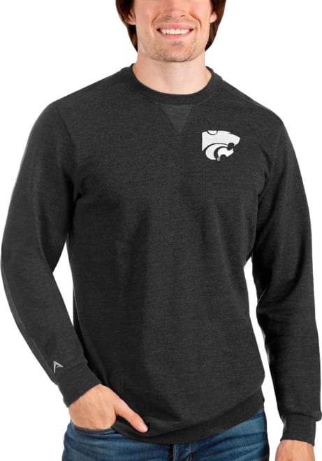 Mens K-State Wildcats Black Antigua Reward Crew Sweatshirt