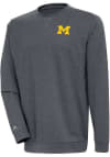 Main image for Antigua Michigan Wolverines Mens Charcoal Reward Long Sleeve Crew Sweatshirt