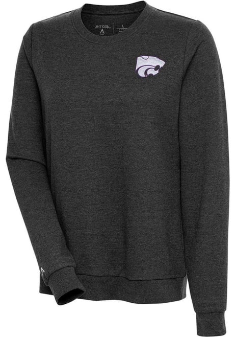 Womens K-State Wildcats Black Antigua Action Crew Sweatshirt