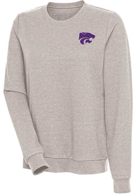 Womens K-State Wildcats Oatmeal Antigua Action Crew Sweatshirt