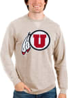 Main image for Antigua Utah Utes Mens Oatmeal Reward Long Sleeve Crew Sweatshirt