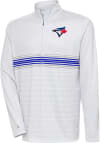 Main image for Antigua Toronto Blue Jays Mens Grey Bullseye QZ Long Sleeve 1/4 Zip Pullover