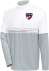 Main image for Antigua FC Dallas Mens White Bender Long Sleeve 1/4 Zip Pullover