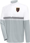 Main image for Antigua Real Salt Lake Mens White Bender Long Sleeve 1/4 Zip Pullover