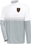Main image for Antigua Real Salt Lake Mens White Bender Long Sleeve 1/4 Zip Pullover