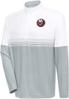 Main image for Antigua New York Islanders Mens White Bender Long Sleeve 1/4 Zip Pullover