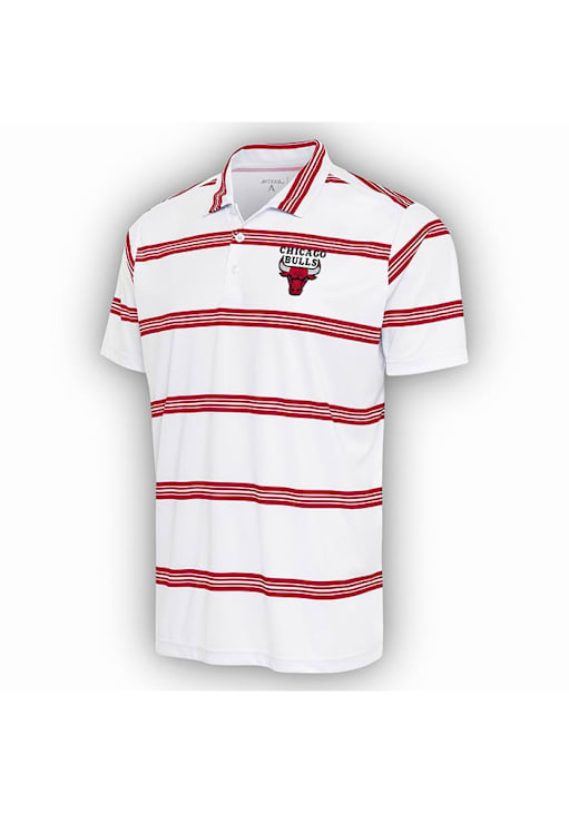 Antigua Chicago Bulls Mens Groove WHITE/DARK RED Short Sleeve Polo