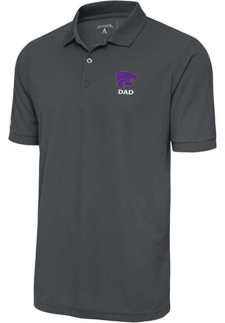 Mens K-State Wildcats Grey Antigua Dad Legacy Pique Big and Tall Polos Shirt