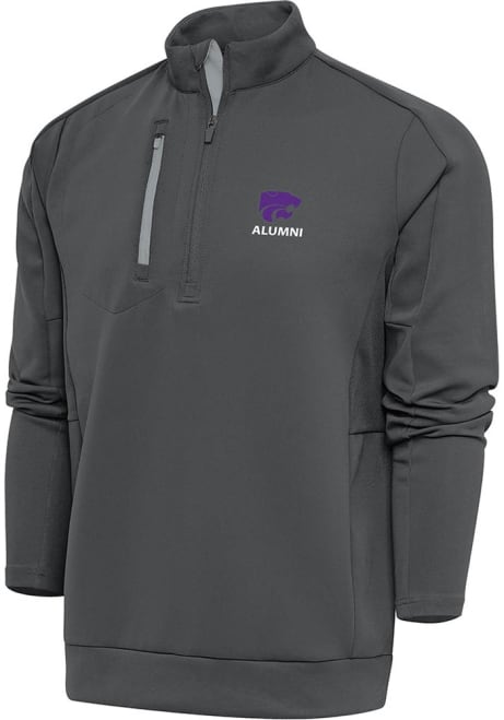 Mens K-State Wildcats Grey Antigua Alumni Generation Qtr Zip Pullover