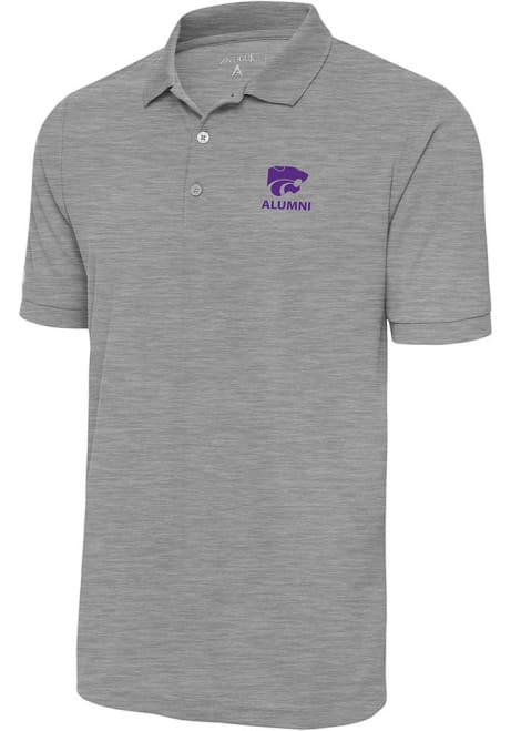 Mens K-State Wildcats Grey Antigua Alumni Legacy Pique Short Sleeve Polo Shirt