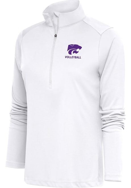 Womens K-State Wildcats White Antigua Volleyball Tribute 1/4 Zip Pullover