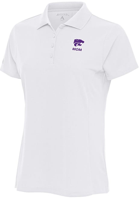 Womens K-State Wildcats White Antigua Mom Legacy Pique Short Sleeve Polo Shirt