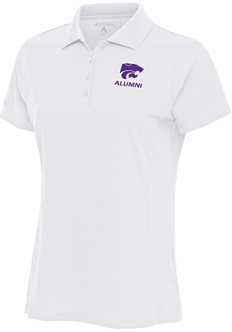 Womens K-State Wildcats White Antigua Alumni Legacy Pique Short Sleeve Polo Shirt