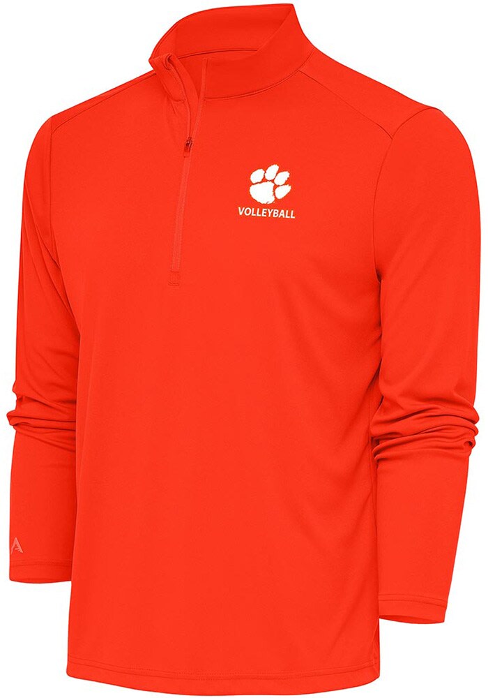 Antigua Clemson Tigers Orange Volleyball Tribute Long Sleeve Qtr Zip Pullover Orange 100 POLYESTER Size S Rally House