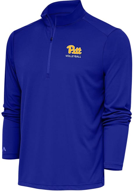 Mens Pitt Panthers Blue Antigua Volleyball Tribute Qtr Zip Pullover