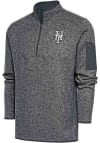 Main image for Antigua New York Mets Mens Grey Metallic Logo Fortune Long Sleeve 1/4 Zip Pullover
