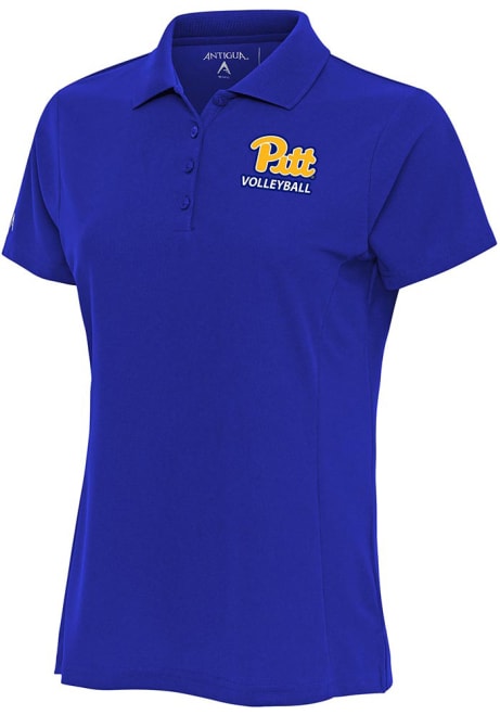 Womens Pitt Panthers Blue Antigua Volleyball Legacy Pique Short Sleeve Polo Shirt