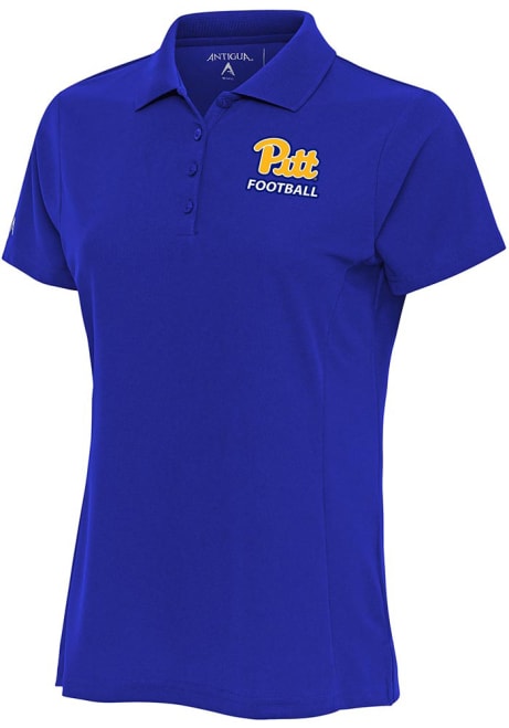 Womens Pitt Panthers Blue Antigua Football Legacy Pique Short Sleeve Polo Shirt