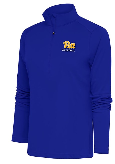 Womens Pitt Panthers Blue Antigua Volleyball Tribute Qtr Zip Pullover