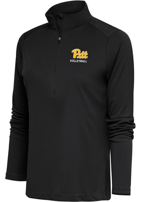 Womens Pitt Panthers Grey Antigua Volleyball Tribute Qtr Zip Pullover