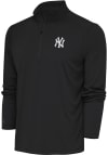 Main image for Antigua New York Yankees Mens Grey Metallic Logo Tribute Long Sleeve 1/4 Zip Pullover
