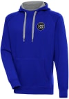 Main image for Antigua Chicago Cubs Mens Blue Metallic Logo Victory Long Sleeve Hoodie