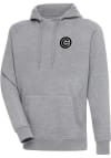 Main image for Antigua Chicago Cubs Mens Grey Metallic Logo Victory Long Sleeve Hoodie