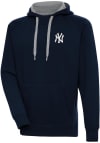 Main image for Antigua New York Yankees Mens Navy Blue Metallic Logo Victory Long Sleeve Hoodie