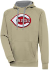 Main image for Antigua Cincinnati Reds Mens Khaki Full Front Victory Long Sleeve Hoodie