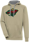 Main image for Antigua Minnesota Wild Mens Khaki Full Front Victory Long Sleeve Hoodie