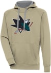 Main image for Antigua San Jose Sharks Mens Khaki Full Front Victory Long Sleeve Hoodie