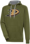 Main image for Antigua Anaheim Ducks Mens Olive Full Front Victory Long Sleeve Hoodie