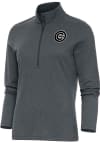Main image for Antigua Chicago Cubs Womens Charcoal Metallic Logo Epic 1/4 Zip Pullover