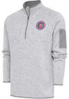 Main image for Antigua South Bend Cubs Mens Grey Fortune Long Sleeve 1/4 Zip Fashion Pullover