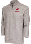 Main image for Antigua Wisconsin Badgers Mens Oatmeal Gambit Long Sleeve 1/4 Zip Pullover